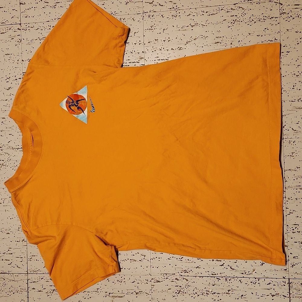 Nike Orange Pinwheel Full Graphic Multi Swoosh Crewneck T-Shirt